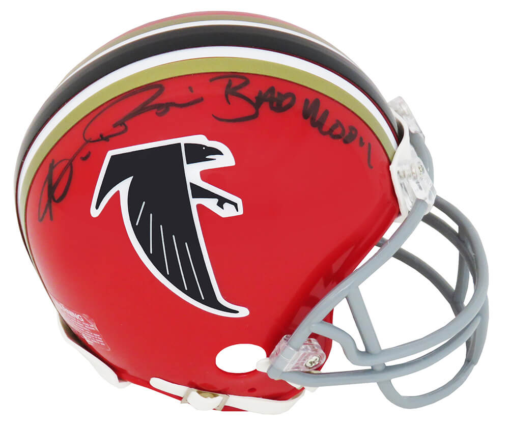 Andre Rison Signed Atlanta Falcons Throwback Red Riddell Mini Helmet w/Bad  Moon