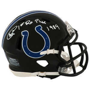 Andre Rison Signed Indianapolis Colts  2023 Alt Black Riddell Speed Mini Helmet w/1st Rd Pick 1989