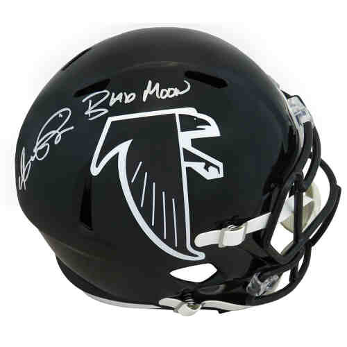 Andre Rison Signed Falcons Riddell Full Size Speed Replica Helmet w/Bad Moon