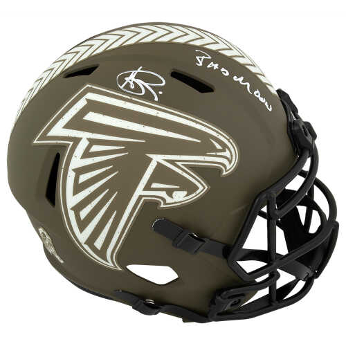 Andre Rison Signed Atlanta Falcons Salute to Service Riddell Full Size Speed Replica Helmet w/Bad Moon