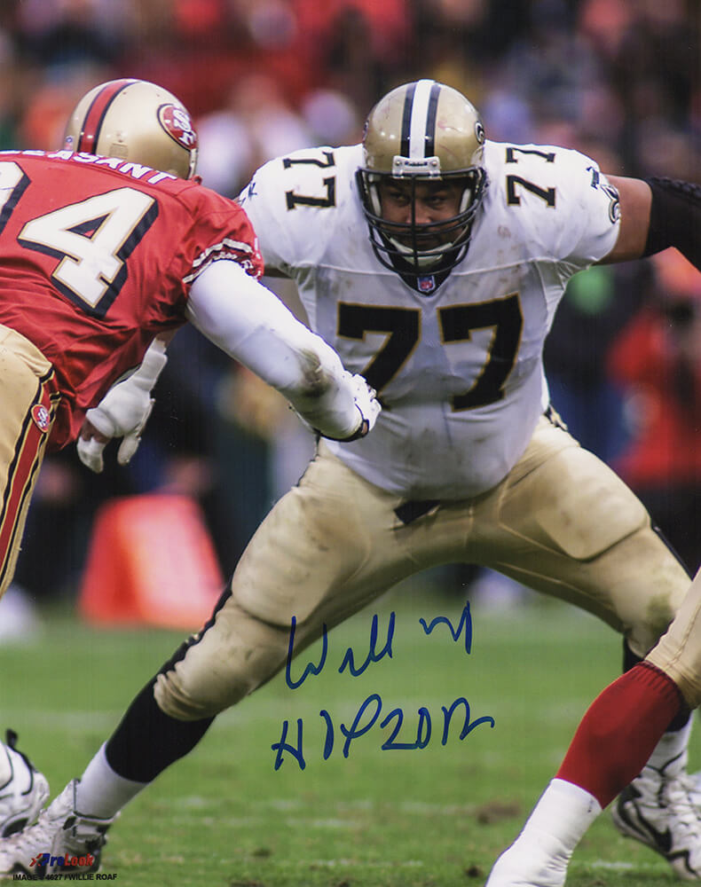 Willie Roaf Signed New Orleans Saints vs 49ers 8×10 Photo w/HOF