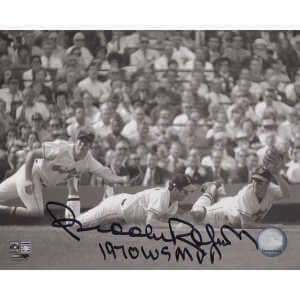Brooks Robinson Signed Baltimore Orioles B&W Multi Image Diving 8x10 Photo w/1970 WS MVP