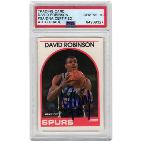 David Robinson Signed San Antonio Spurs 1989-90 NBA Hoops Basketball Rookie Card #310 - (PSA  Auto Grade 10)