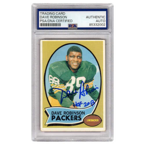 Dave Robinson Signed Green Bay Packers 1970 Topps Football Card #102 w/HOF 2013 - (PSA Encapsulated)