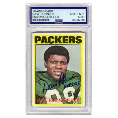 Dave Robinson Signed Green Bay Packers 1972 Topps Football Card #116 w/HOF 2013 - (PSA Encapsulated)