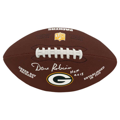 Dave Robinson Signed Green Bay Packers Wilson Brown Logo Football w/HOF 2013