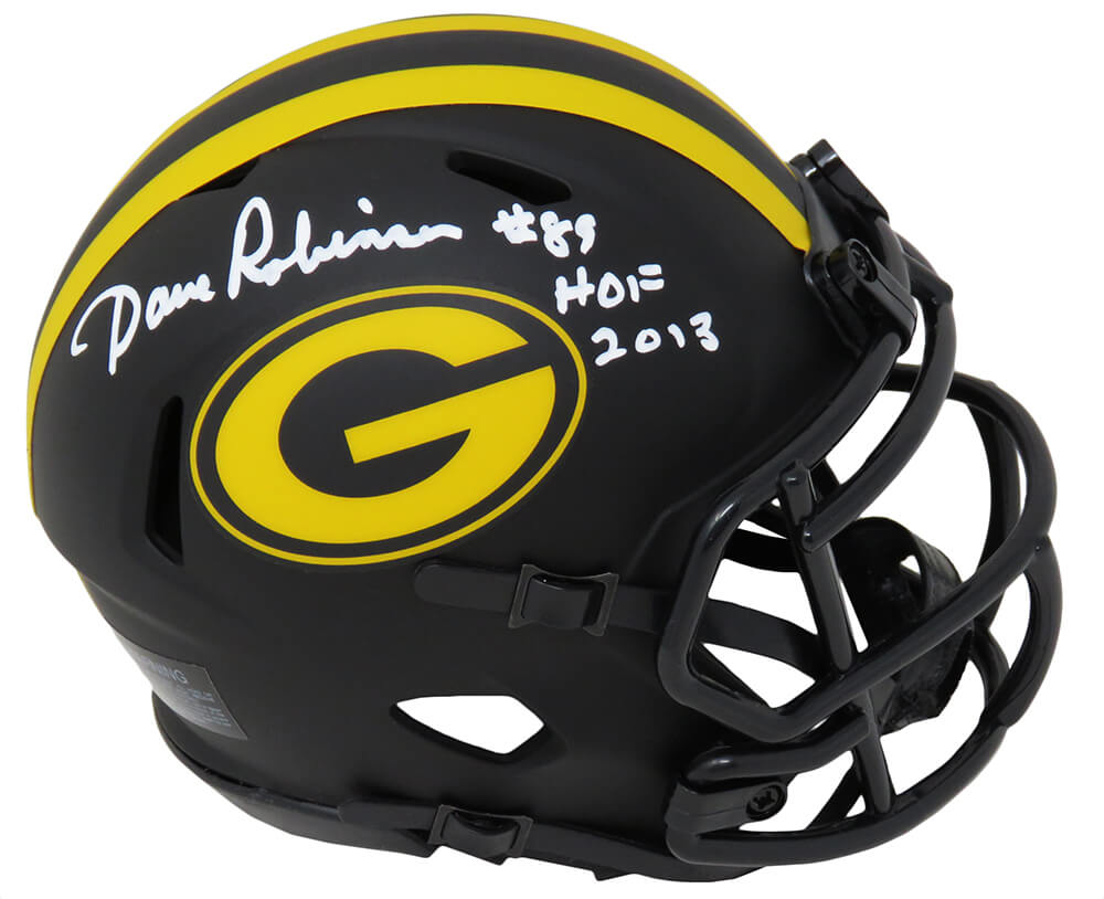 Dave Robinson Signed Green Bay Packers Eclipse Black Matte Riddell Speed  Mini Helmet w/HOF 2013