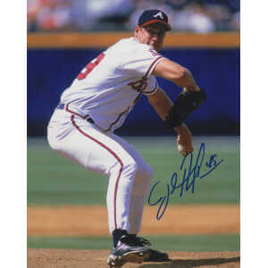 John Rocker Signed Atlanta Braves White Jersey Pitching Action 8x10 Photo