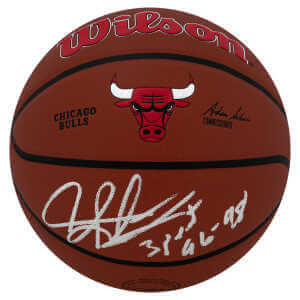 Dennis Rodman Signed Chicago Bulls Logo Wilson Alliance NBA Basketball w/3-Peat 96-98