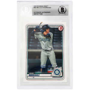 Julio Rodriguez Signed Seattle Mariners 2020 Bowman Draft Rookie Baseball Card #BD188   (Beckett Encapsulated)