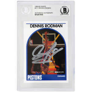 Dennis Rodman Signed Detroit Pistons 1989-90 NBA Hoops Basketball Card #211   (Beckett Encapsulated)