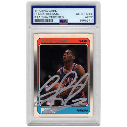 Dennis Rodman Signed Detroit Pistons 1988 Fleer Rookie Basketball Card #43 - (PSA/DNA Encapsulated)