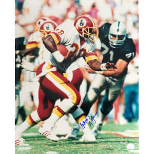 George Rogers Signed Washington Football Team B&W White Jersey Action 16x20 Photo