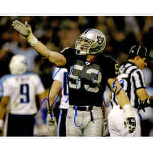 Bill Romanowski Signed Raiders Black Jersey Pointing 8x10 Photo