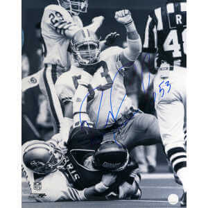 Bill Romanowski Signed San Francisco 49ers B&W Action 16x20 Photo