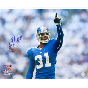 Aaron Ross Signed New York Giants Blue Jersey Pointing 16x20 Photo