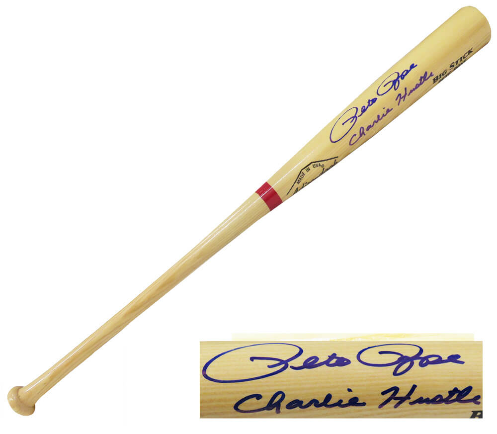 Pete Rose Signed Rawlings Big Stick Blonde Name Engraved Baseball Bat w ...