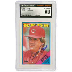 Pete Rose Signed Cincinnati Reds 1988 Topps Manager Baseball Card #475 - (CGC x JSA Encapsulated)