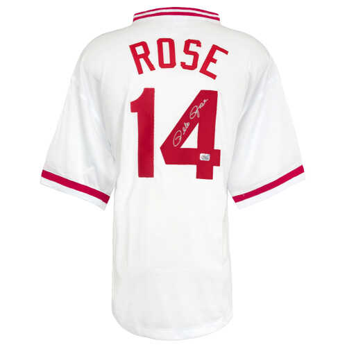 Pete Rose Signed White Throwback 'Hit King' Custom Baseball Jersey