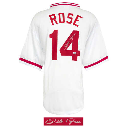 Pete Rose Signed White Throwback 'Hit King' Custom Baseball Jersey - Image 2