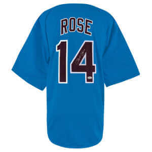 Pete Rose signed Blue Throwback Custom Baseball Jersey &ndash; (JSA)
