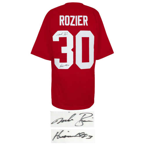 Mike Rozier Signed Red Throwback Custom College Football Jersey w/Heisman'83 - Image 2