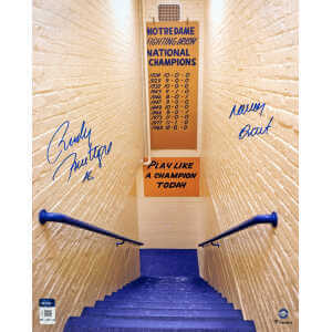 Rudy Ruettiger Signed Notre Dame Fighting Irish Play Like A Champion Today 16x20 Photo w/Never Quit