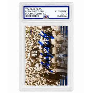 Rudy Ruettiger Signed Norte Dame 2013 Upper Deck (Carried Off Field) Football Card #27 - (PSA Encapsulated)