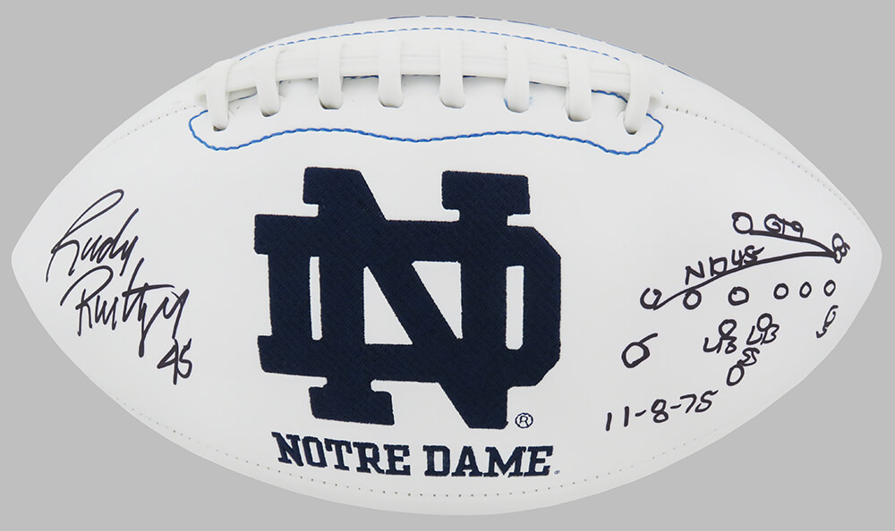 RUDY RUETTIGER Signed Notre Dame Fighting Irish White Football