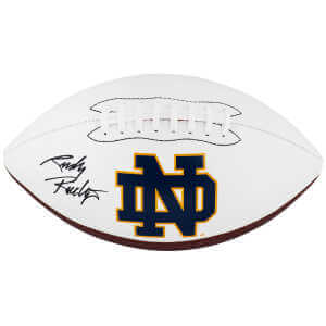 Rudy Ruettiger Signed Notre Dame Fighting Irish Logo Brands White Logo Football