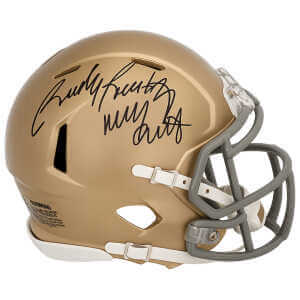 Rudy Ruettiger Signed Notre Dame Fighting Irish Riddell Speed Mini Helmet w/Never Quit