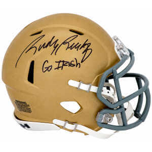 Rudy Ruettiger Signed Notre Dame Fighting Irish Riddell Speed Mini Helmet w/Go Irish