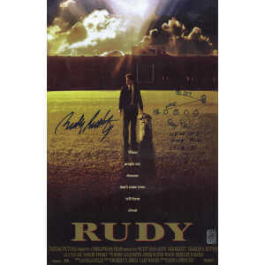 Rudy Ruettiger Signed 'Rudy' 11x17 Movie Poster w/The Rudy Play Diagram