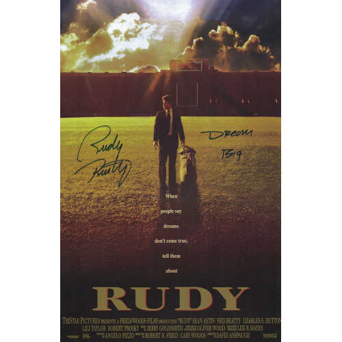 Rudy Ruettiger Signed 'Rudy' 11x17 Classic Movie Poster w/Dream Big