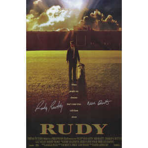 Rudy Ruettiger Signed Rudy 11x17 Movie Poster w/Never Quit - (In Silver)