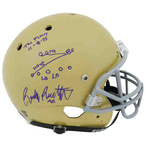 Rudy Ruettiger Signed Notre Dame Schutt Full Size Replica Helmet w/The Play 11-8-75 & Diagram