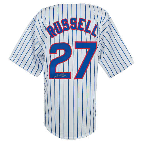 Addison Russell Signed White Pinstripe Custom Baseball Jersey