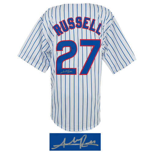 Addison Russell Signed White Pinstripe Custom Baseball Jersey - Image 2