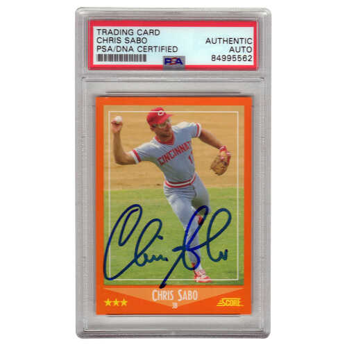 Chris Sabo Signed Cincinnati Reds 1988 Score Rookie Baseball Trading Card #100T - (PSA Encapsulated)