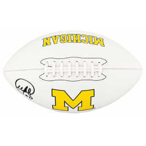 Mike Sainristil Signed Michigan Wolverines Logo Brands White Logo Football