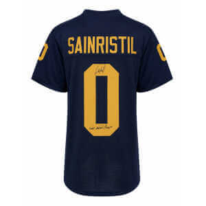 Mike Sainristil Signed Navy Custom College Football Jersey w/2023 National Champs