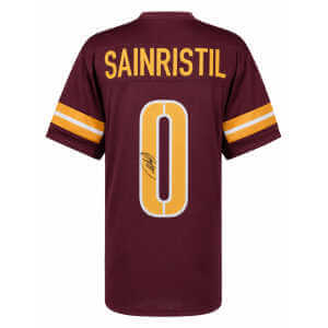 Mike Sainristil Signed Maroon Custom Football Jersey