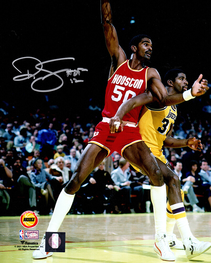 Ralph Sampson Signed Houston Rockets Against Magic Johnson 8×10 Photo Whof12 Schwartz Sports