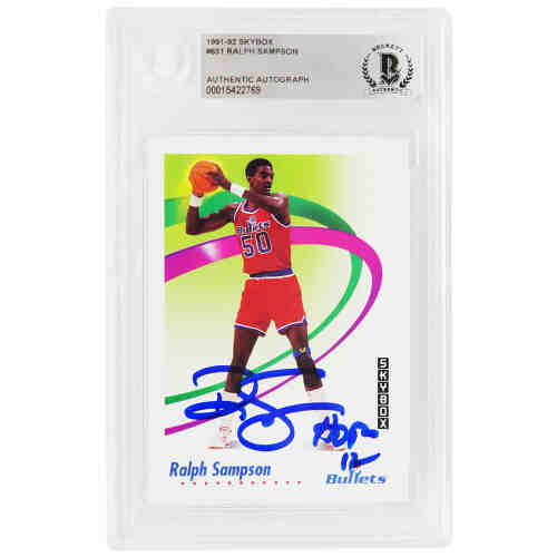 Ralph Sampson Signed Washington Bullets 1991-92 Skybox Basketball Card #651 w/HOF'12 - (Beckett Encapsulated)