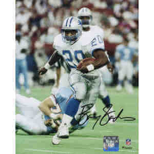 Barry Sanders Signed Detroit Lions vs Oilers Action 8x10 Photo