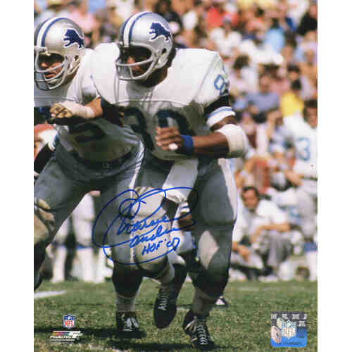 Charlie Sanders Signed Detroit Lions White Jersey Action 8x10 Photo w/HOF'07