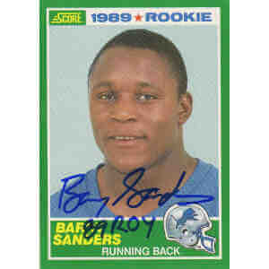 Barry Sanders Signed Lions 1989 Score Rookie Card #257 w/89 ROY