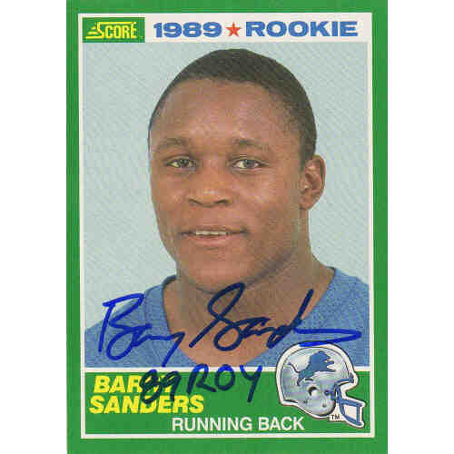 Barry Sanders Signed Lions 1989 Score Rookie Card #257 w/89 ROY