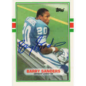 Barry Sanders Signed Detroit Lions 1989 Topps Football Rookie Trading Card #83T