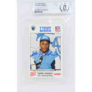 Barry Sanders Signed Detroit Lions 1989 Police Oscar Mayer Football Trading Card - (Beckett Encapsulated)